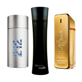 Pack 3 Parfums 212 Men NYC, Paco Rabanne One Million, Armani Code Homme (Eau de Parfum)
